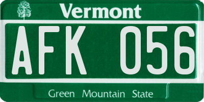 VT license plate AFK056