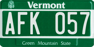 VT license plate AFK057