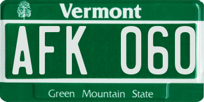 VT license plate AFK060