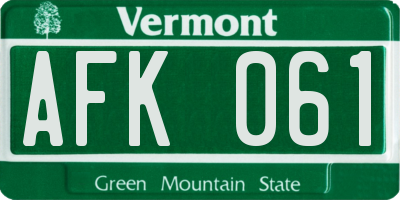 VT license plate AFK061