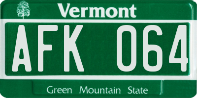 VT license plate AFK064