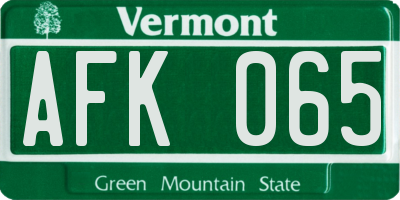 VT license plate AFK065