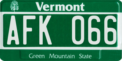 VT license plate AFK066