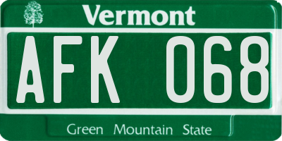 VT license plate AFK068