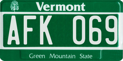 VT license plate AFK069