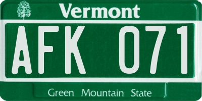 VT license plate AFK071