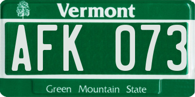 VT license plate AFK073