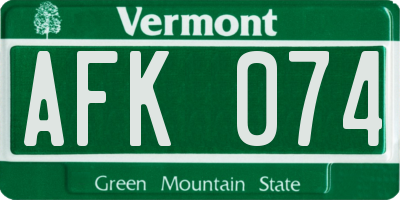 VT license plate AFK074