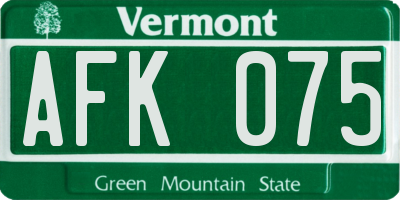 VT license plate AFK075