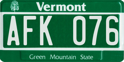 VT license plate AFK076