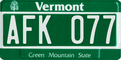 VT license plate AFK077