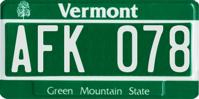 VT license plate AFK078