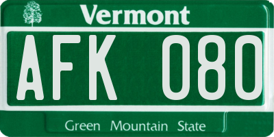 VT license plate AFK080