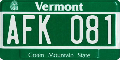 VT license plate AFK081