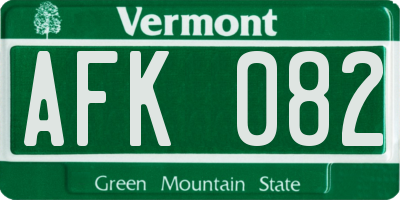 VT license plate AFK082