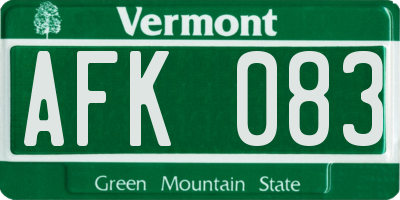VT license plate AFK083