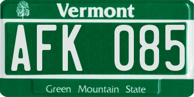 VT license plate AFK085
