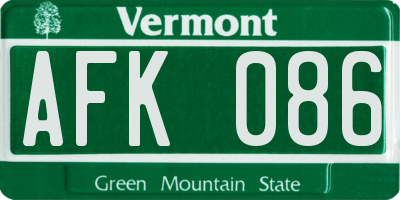 VT license plate AFK086