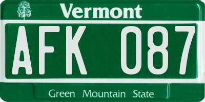 VT license plate AFK087