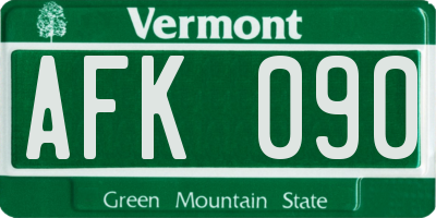 VT license plate AFK090
