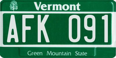 VT license plate AFK091