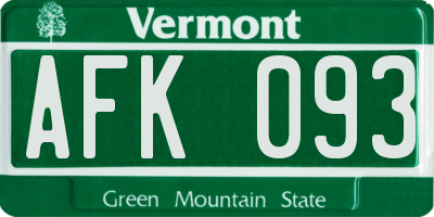 VT license plate AFK093