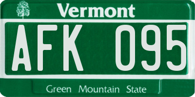 VT license plate AFK095