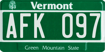VT license plate AFK097
