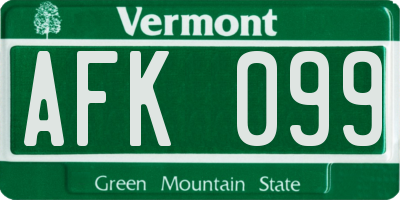 VT license plate AFK099