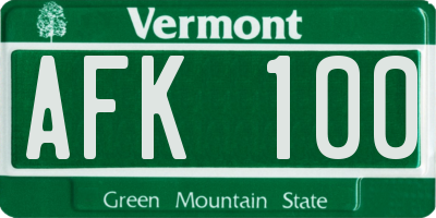 VT license plate AFK100