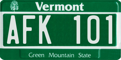 VT license plate AFK101