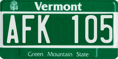 VT license plate AFK105