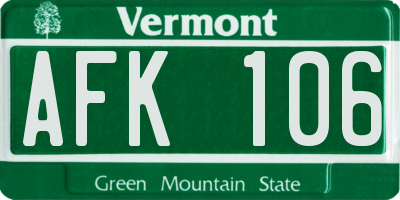 VT license plate AFK106
