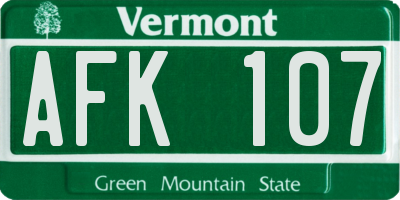 VT license plate AFK107