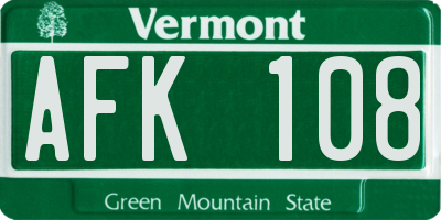 VT license plate AFK108