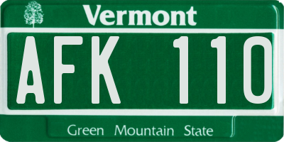 VT license plate AFK110