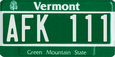 VT license plate AFK111