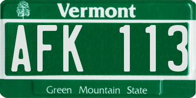 VT license plate AFK113