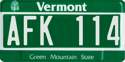 VT license plate AFK114