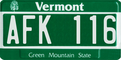 VT license plate AFK116