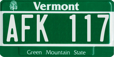 VT license plate AFK117