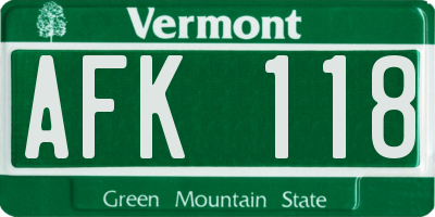 VT license plate AFK118
