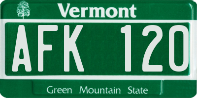 VT license plate AFK120