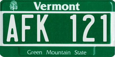 VT license plate AFK121