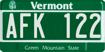 VT license plate AFK122