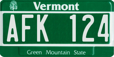 VT license plate AFK124