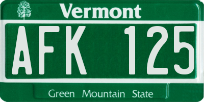 VT license plate AFK125