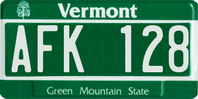 VT license plate AFK128