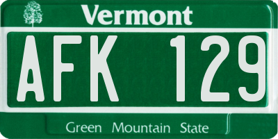 VT license plate AFK129