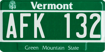 VT license plate AFK132